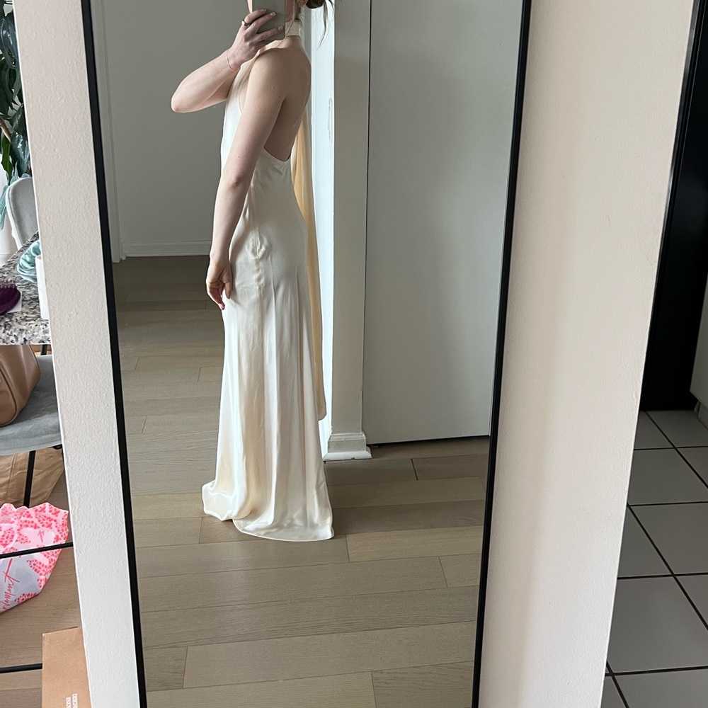 Mango Asymmetrical bow-neck Dress in Ivory - Picture 7 of 8